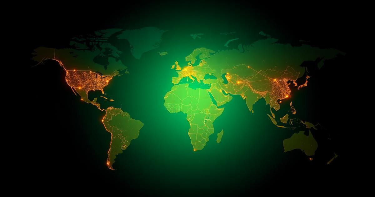Forex Trading Weltkarte mit leuchtenden Währungsverbindungen