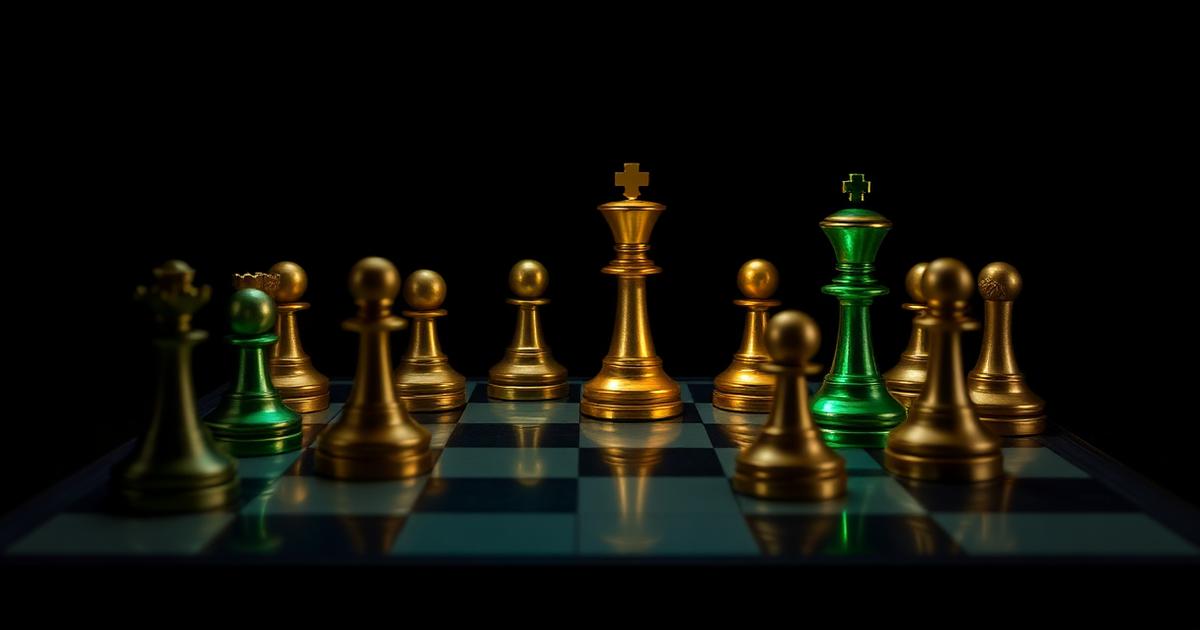 Schachfiguren in Gold und Grün als Sinnbild für Trading Strategien